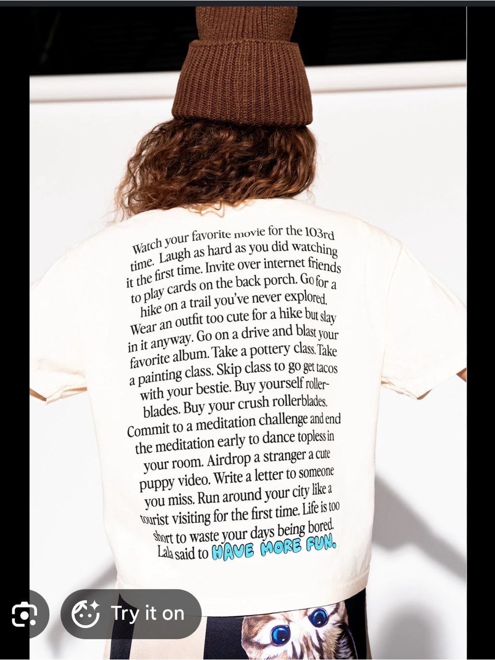 Dressed in LALA Cream Short Sleeve Tee with Bright Blue Graphic - Picture 2 of 2